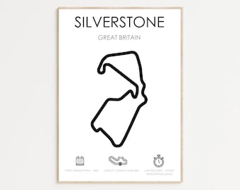 Impresión del circuito de Fórmula 1 de Silverstone / Descarga digital / Arte mural de pista de F1 / Dos tamaños