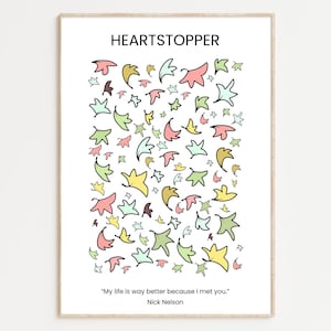 Heartstopper Pattern Print – Nick Nelson Quote & Leaves – A4/A5 Digital PNG, Gift, Print