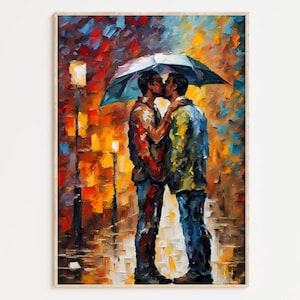 Gay Art Print, Gay Couple, LGBTQ+ Wall Poster, Home Decor Wall Art, Gay Painting, Gay Gifts | Together