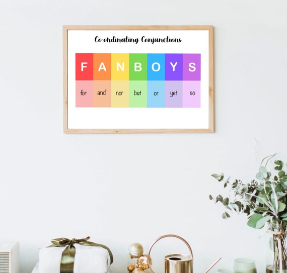 Fanboys Coordinating Conjunctions Poster Colourful Literacy 