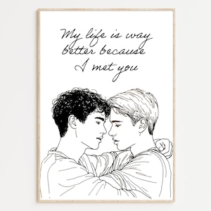 Heartstopper Inspired Print, Gay Art, Gay Couple, Gay Print Poster, Heartstopper Gifts, Heartstopper Merch, LGBTQ+ | Nick & Charlie A3 A4