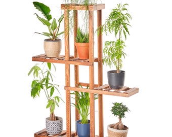 Rustieke plantenstandaard van grenenhout - Bloemenrek voor binnen/buiten - 110x85x20 cm - Natuurlijke elegantie voor uw groen