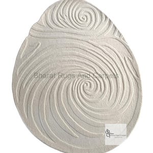 High Low Rug Abstract Design Woollen Rug Irregular Shape White Colour Large Area Rug for Living Room Office Kids Room Custom Rug Ivory White