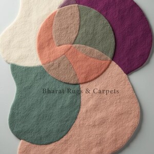 Colorful abstract area rug handmade boho contemporary rug unique modern accent designer rug for living room hallway woollen handtufted rug