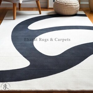 Hand Made Rug Basic Design Modern Abstract Large Area Rug Soft Wool Hand Tufted Flooring Rug for Living Room Bedroom Office Contemporary Rug