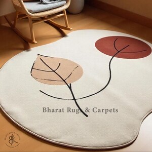 Abstract irregular leaf shape area rug elegant modern handtufted carpet premium wool large area rug for living room bed room custom size rug