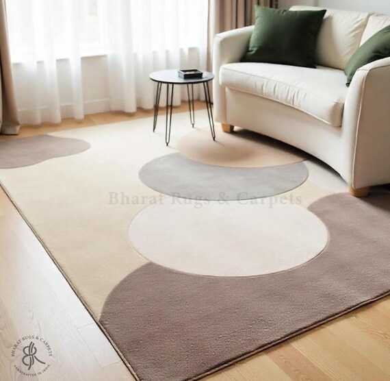 Modern Abstract Wool Rug HandTufted Large Area Carpet Contemporary Artistic Rug Elegant Living Room Bedroom Premium Luxury Home Accent Rug