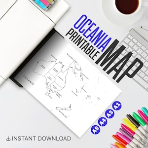 Printable Oceania Map | Blank Outline Map for Coloring & Travel Journals | A5 A4 A3 A1 PDF Download | Homeschool, Crafts, Classroom