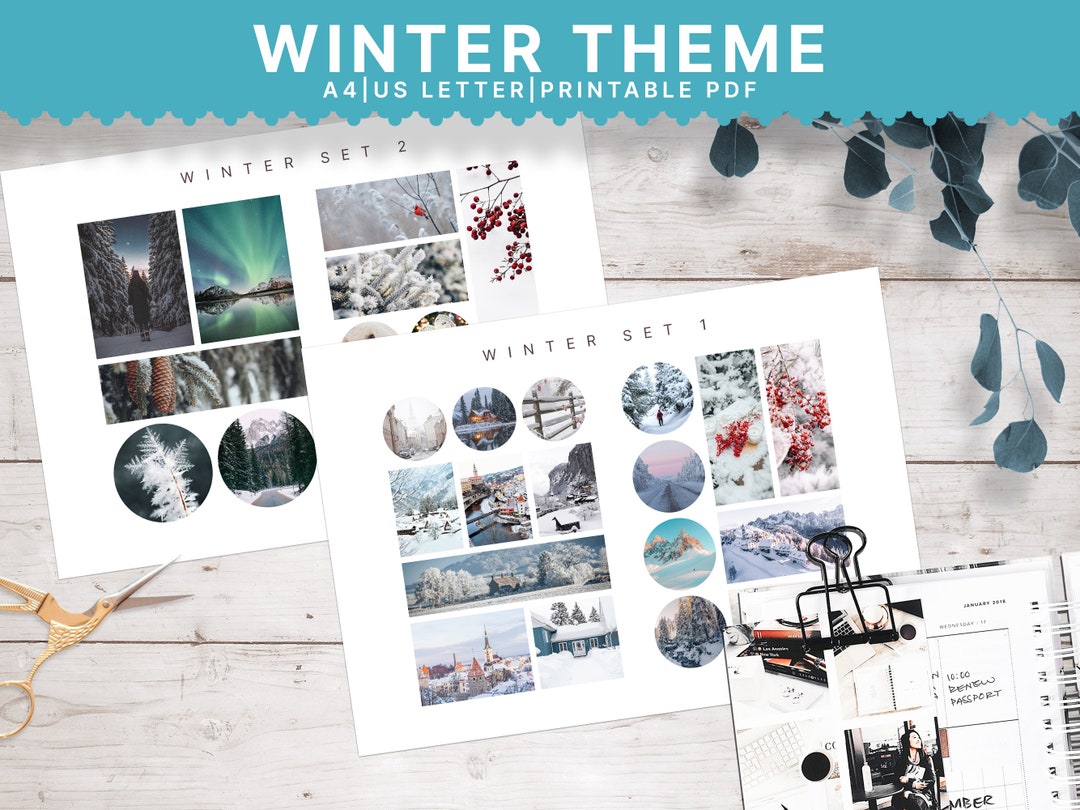 Winter Printable Stickers • Printable Planner Stickers Sheet • Winter Theme Photo Stickers ...