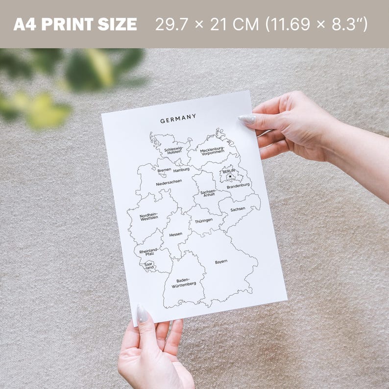 Printable Germany Map With Regions – A5, A4, A3, A1 Sizes – Germany ...