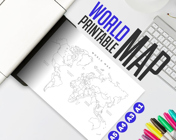 Printable TRAVEL WORLD MAP Insert for Your Personal, A5 and Letter ...
