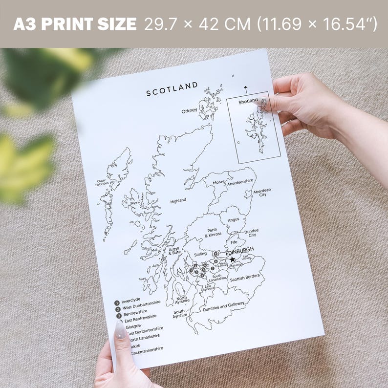 Scotland Printable Map - Black and White Map of Scotland With Council