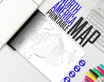 North America Color Map.pdf North America Map-labeled Map of America-outline Map-travel Tracker-map ...