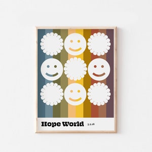 Hope World Smiley - Multicolor - BTS Minimal Wall Art DIGITAL DOWNLOAD