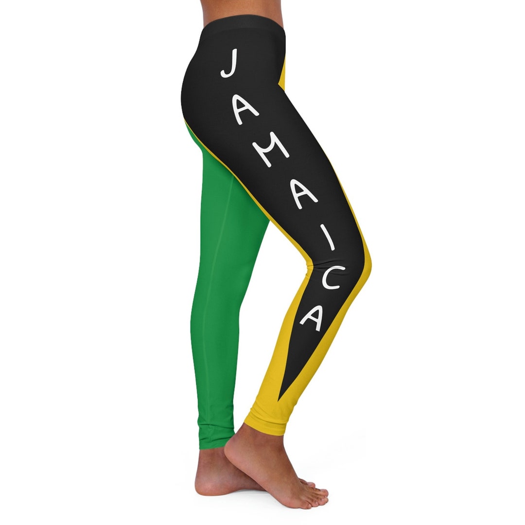 Jamaica Leggings for Women Geometric Green Black & Gold Etsy