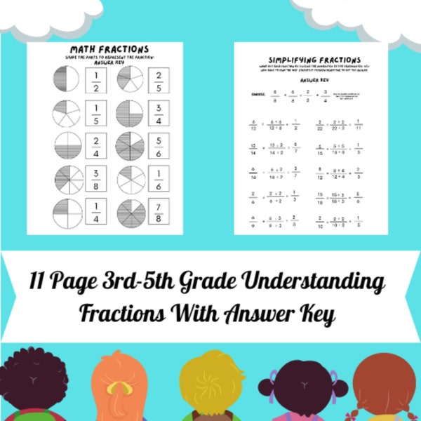 11 Page 3rd-5th Grade Understanding Fractions With Answer Key
