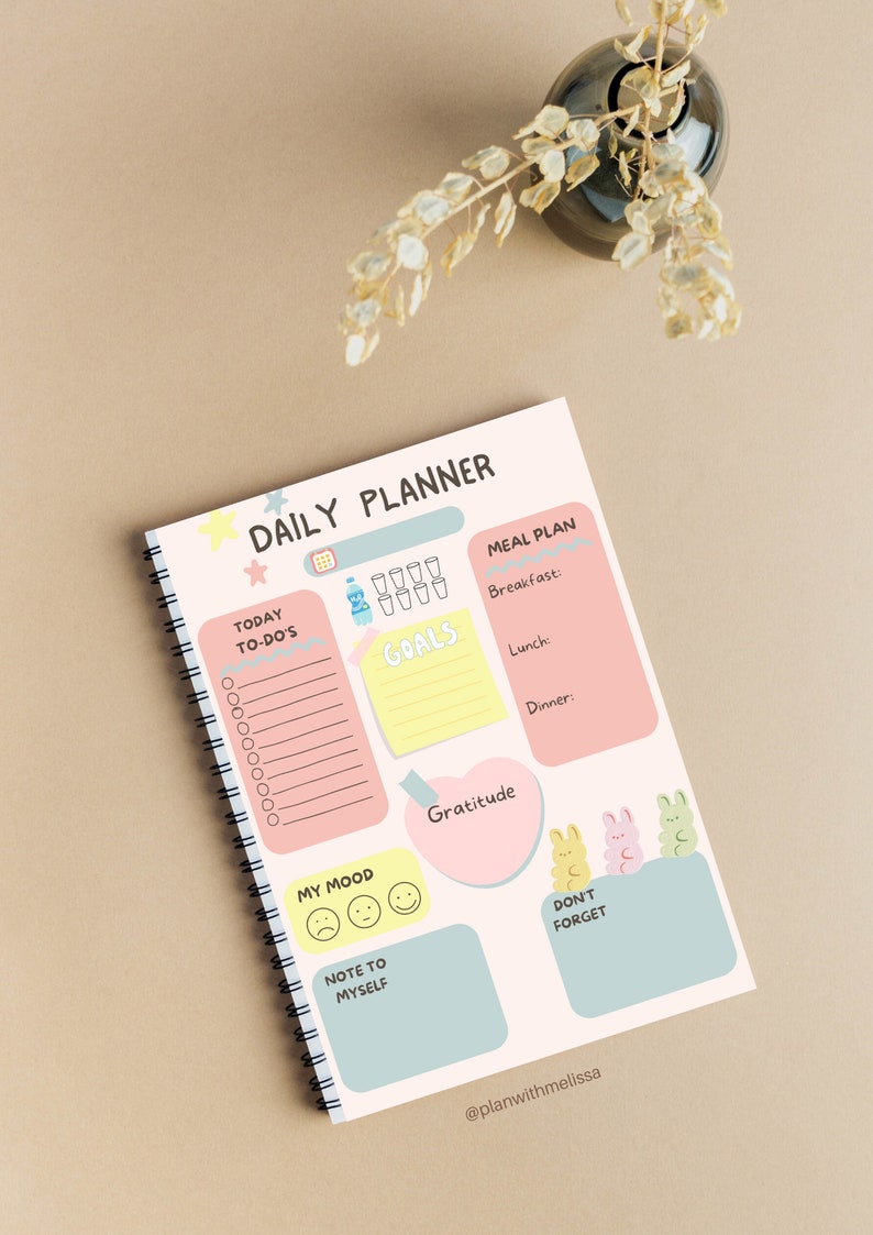 Daily Planner Printable Aesthetic Planner Flexible Time Etsy