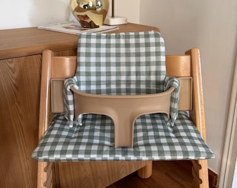 Waterproof Vichy Gingham Cushion Set for Stokke Tripp Trapp HighChair