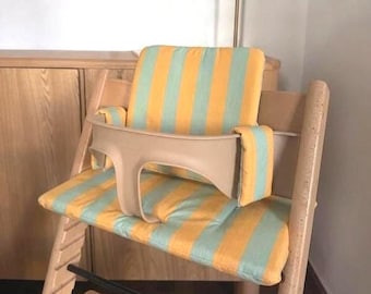 Waterproof Wipeable Cushion set for Stokke Tripp Trapp highchair| St tropez yellow mint