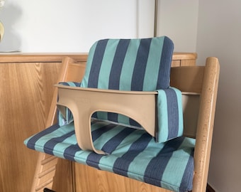 Waterproof Wipeable Cushion set for Stokke Tripp Trapp highchair| St tropez blue on blue