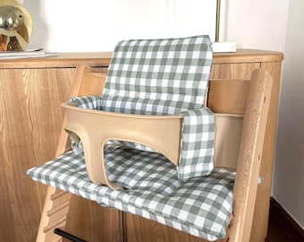 Waterproof Vichy Gingham Cushion Set for Stokke Tripp Trapp High Chair