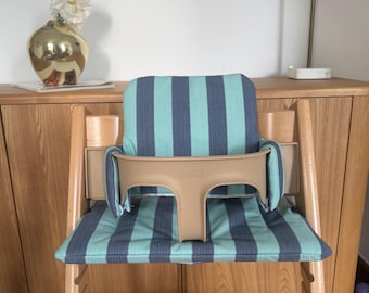 Waterdicht afveegbare kussenset voor Stokke Tripp Trapp-kinderstoel| St. tropez blauw op blauw