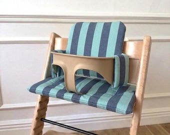 Waterproof Wipeable Cushion set for Stokke Tripp Trapp highchair| St tropez blue on blue