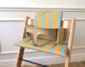 Waterdicht afveegbare kussenset voor Stokke Tripp Trapp-kinderstoel| St. tropez gele munt