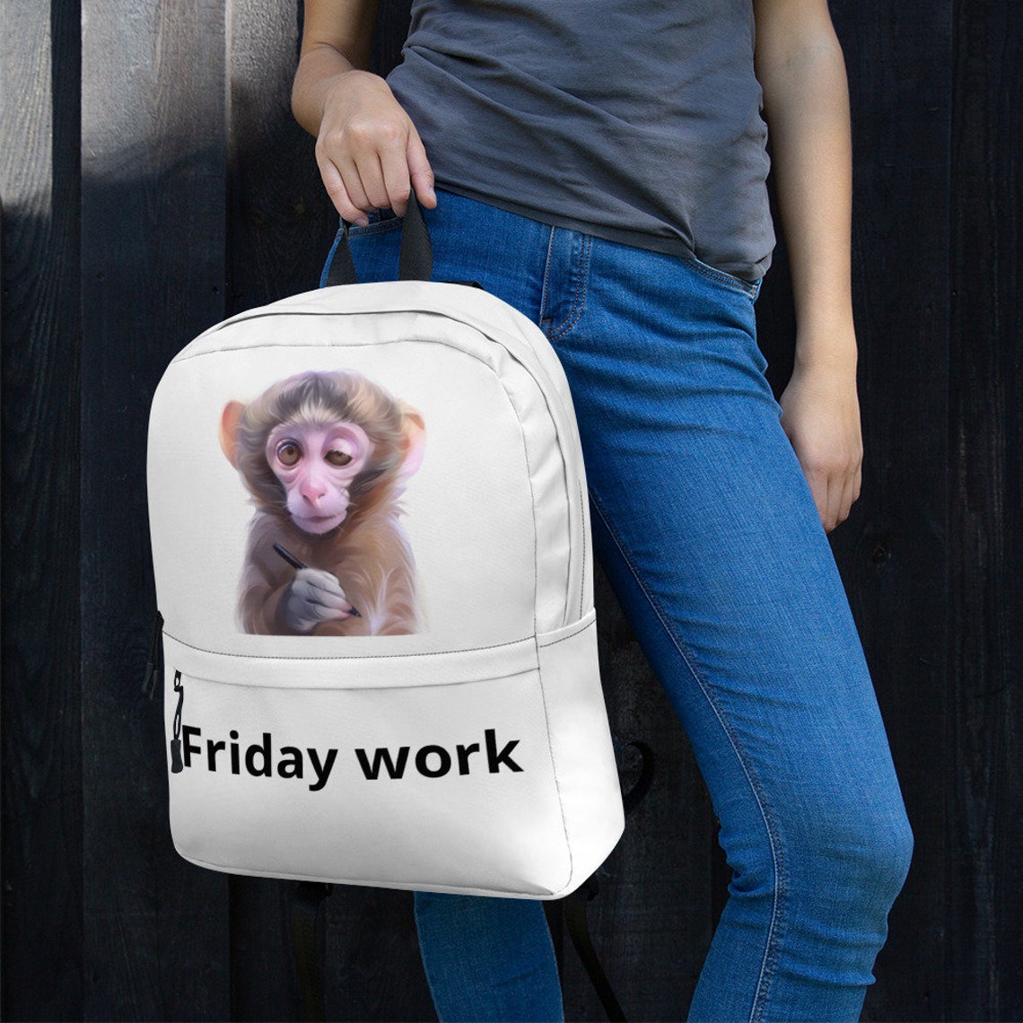 Cute School Backpack Monkey Print Varsity Backpack Funny Etsy