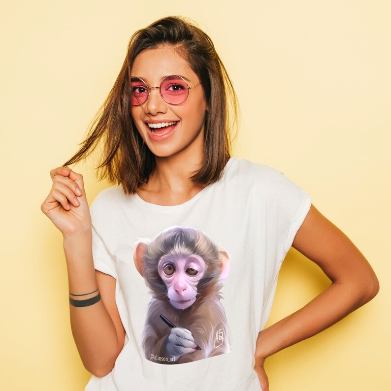 Monkey Shirt Png Zoo Animal Png Funny Animal Shirt Diy Monkey Etsy