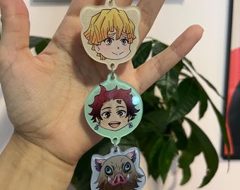Tanjiro, Zenitsu, Inosuke Keychain Double Sided