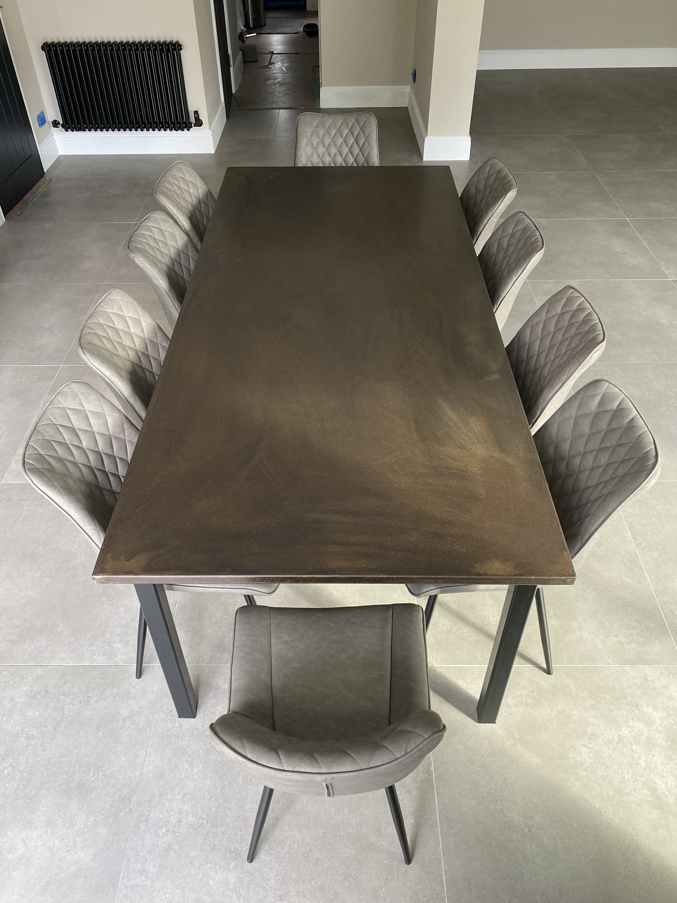 Blackened Steel Dining Table - Etsy - Black Steel Kitchen Table Set