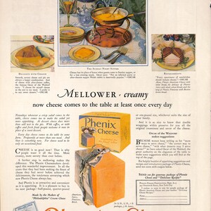 1927 Phenix Cheese Vintage Print Ad Recipe Philadelphia Cream Cheese Fonduta