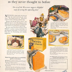 1926 Phenix Cheese Vintage Print Ad 20s Flapper Ricetta Philadelphia Cream Cheese