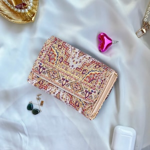Handgefertigte Brieftasche für Frauen, Mini-Brieftasche, Schlanke Bifold-Brieftasche, Teppich-Brieftasche, Stoff-Brieftasche, Kleine Brieftasche, Foto-Brieftasche, niedliche Frauen-Geldbörsen