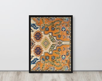 Art mural à motif de tapis orange, téléchargement numérique d’impression d’art marocain, téléchargement numérique d’affiche de tapis Aladdin, art de conception de motif Kilim D3