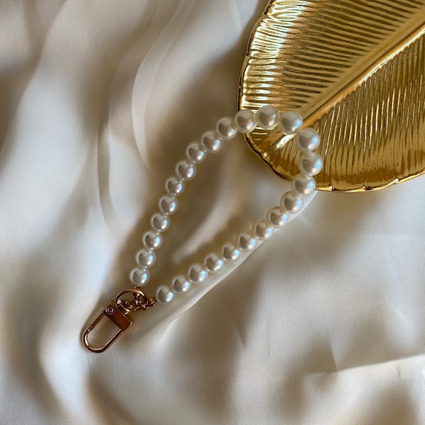 Bijou de sac en perle de Majorque de haute qualité, Chaîne de sac à main, Porte-clés en perles, Bande schlüssel kurz, Alliage et perle, Bandoulière, Accessoires de sac, Amovible