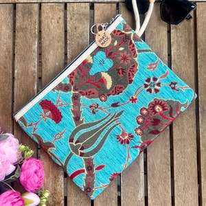 Bolsa de pano, Clutch feita à mão, Clutch de casamento, Bolsa de meados do século, Bolsa com zíper, Bolsa antiga, Bolsa floral vintage, Bolsa clutch, Bolsa vintage