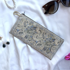 Custodia con stampa sirena, custodia trapuntata, borsa per il trucco per donne, astuccio piccolo, astuccio in tessuto, custodia per gioielli in tessuto, custodia blu, Aladdin