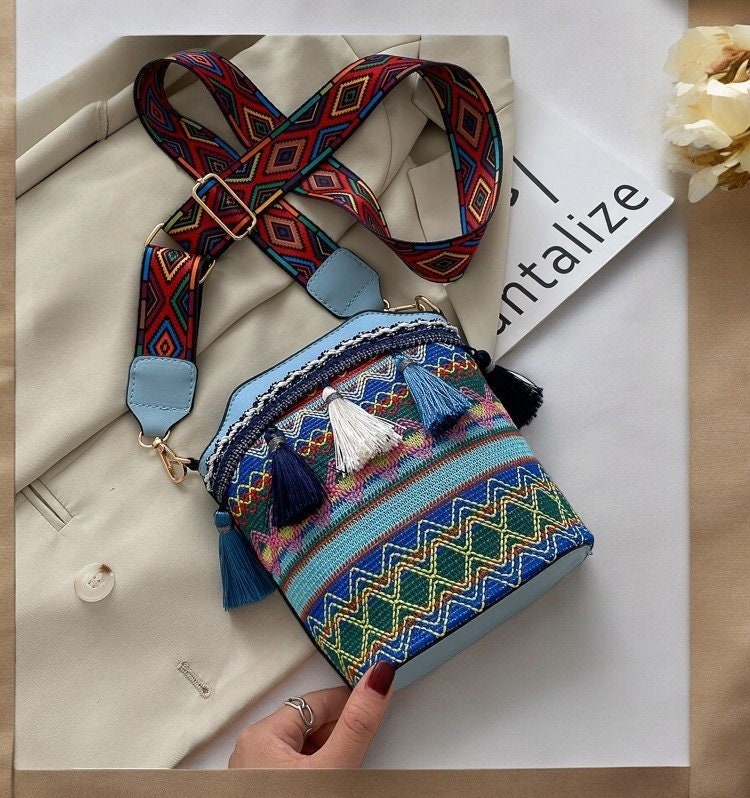 Hmong, Laos Bag with Embroidery, Cross body bag, Woven Bucket Bag, Crochet Bag Pattern, Bohemian bag, Ethnic Bag, Bucket Bag,Embroidered bag