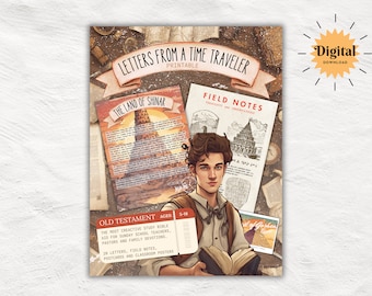 Letters from a Bible Time Traveler Adventure Bundle | Creative Study Bible Worksheet for Kids & Teens | Bible Facts, Postcards, Posters