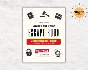 Bible Study Escape Room Game | Jesus Put on Trial | Luke 22-23 | Easter Escape Room Printable Kit for Teens & Adults | Youth Group Game
