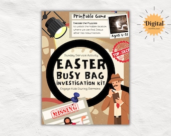 Easter Resurrection Busy Bag Kit | Secret Codes, Coloring Page, and Puzzles to Keep Kids Engaged During Sunday Worship Services | All Ages