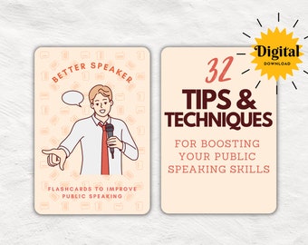Public Speaking Improvement Tips and Techniques Flashcards | Communicate with Confidence | Lessons in Public Speaking | PRINTABLE
