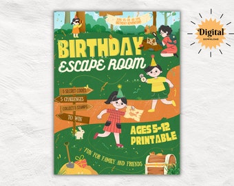 Epic Birthday Quest - DIY Printable Treasure Hunt Game for Kids | Secret Code and Puzzle Game | Children's Birthday Party Escape Room Kit