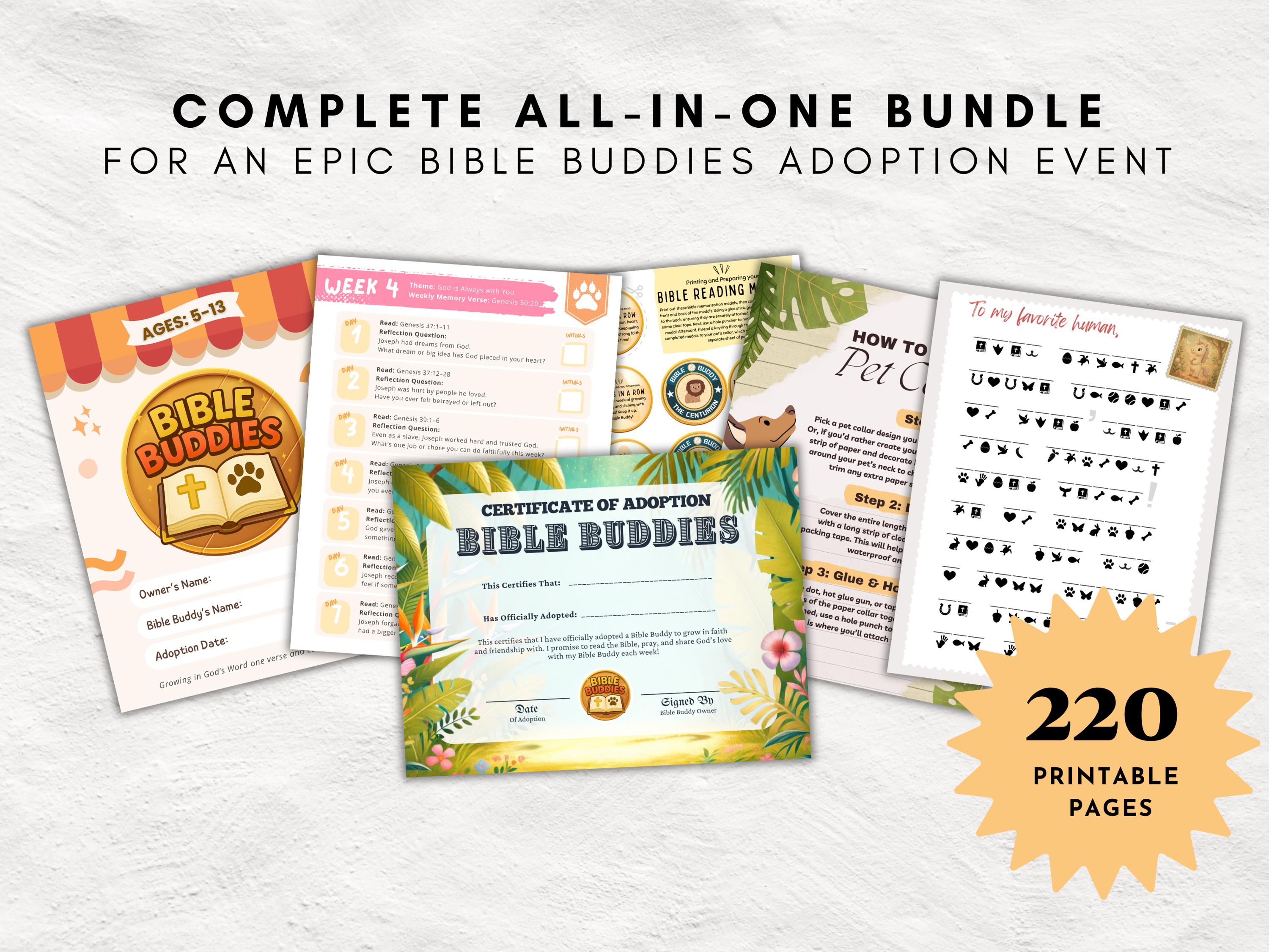 Bible Buddies Adoption Event Kit | Printable Kids Bible Reading Program ...