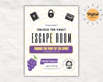 Bible Study Escape Room Game | The Fruit of the Holy Spirit | Galatians 5 | Church Printable Kit for Teens & Adults | Youth Group Game