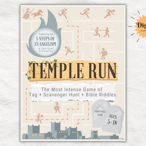 Temple Run | Scavenger Hunt Kit | Gospel of Salvation Tract | Church and Youth Ministry Game | Evangelism | Church Gospel Tract | Printable