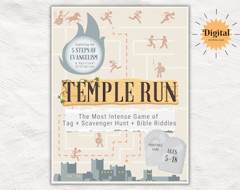 Temple Run | Scavenger Hunt Kit | Gospel of Salvation Tract | Church and Youth Ministry Game | Evangelism | Church Gospel Tract | Printable