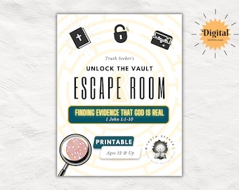 Bible Study Escape Room Game | 1 John 1 |  Finding Evidence that God is Real | Church Printable Kit for Teens & Adults | Youth Group Game